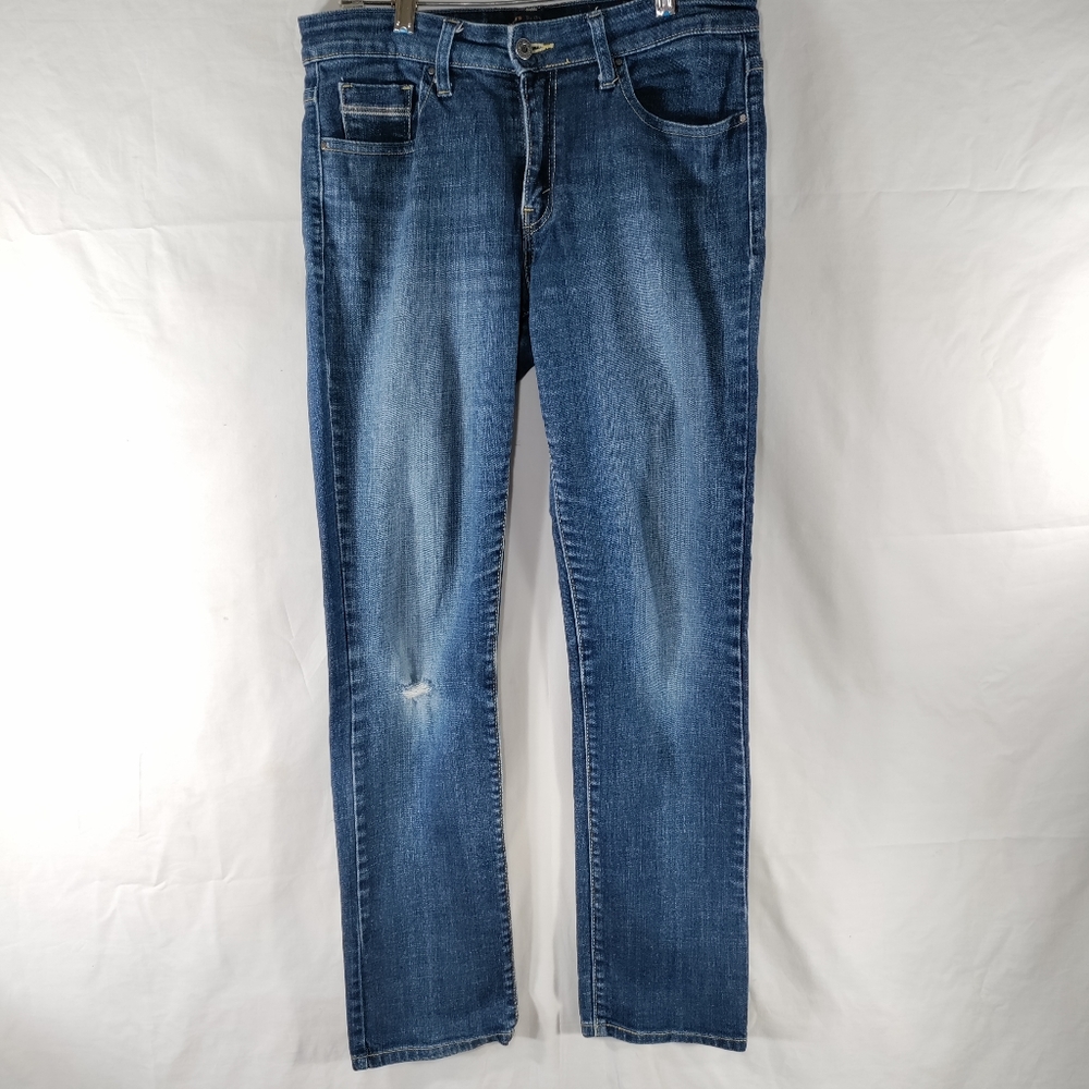 Levi's Skinny Jeans Womens Size 10M Mid Rise Dark Blue Wash Distressed Stretch
